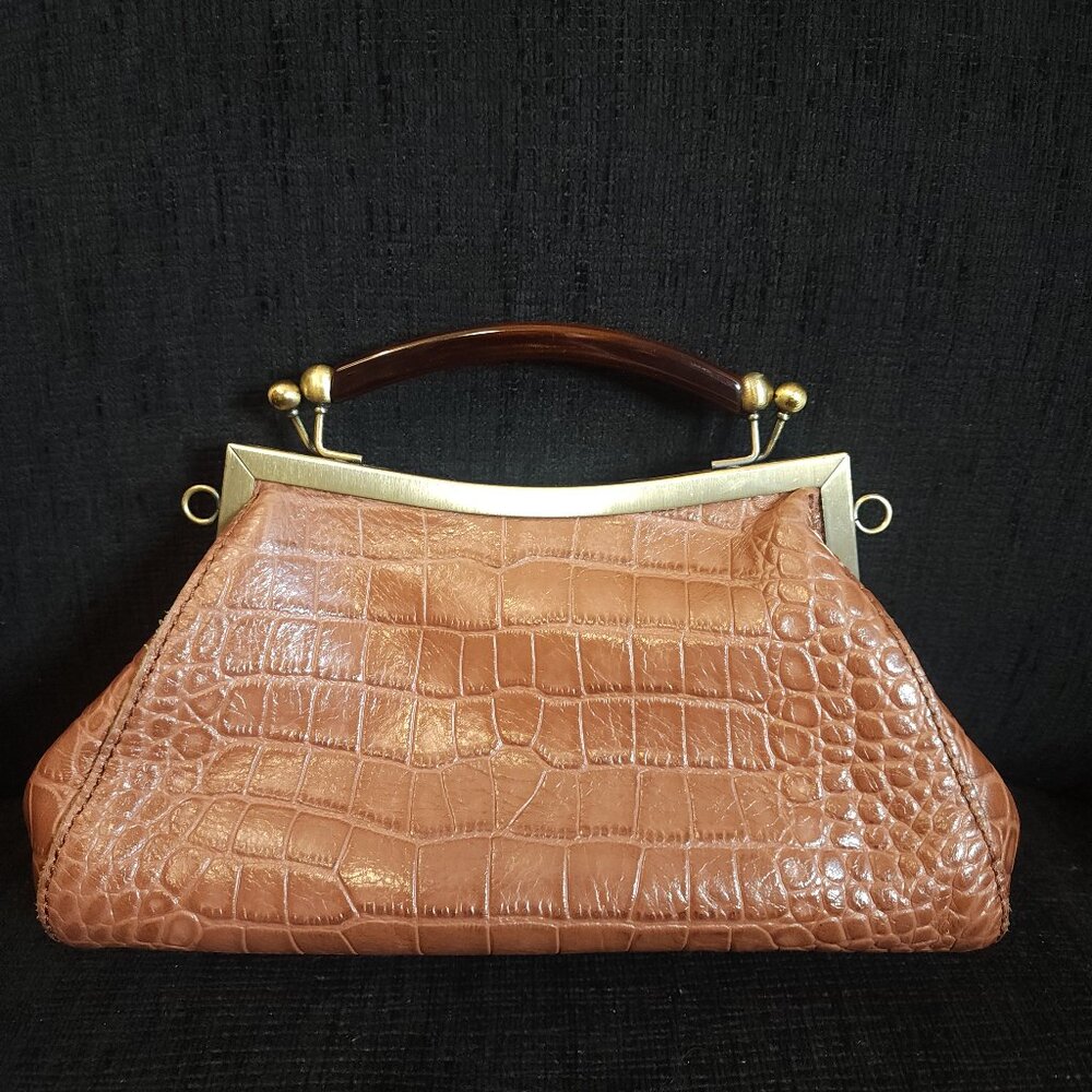 Patricia Nash Tan Croc-Embossed Satchel - Picture 2 of 10